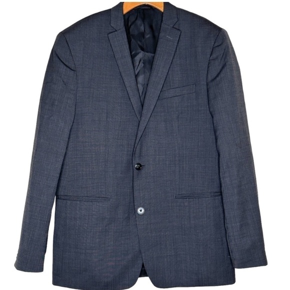 Macys Men’s Slim Fit Wool Suit Jacket Two Button Sportcoat Blazer Gray 42R - Picture 2 of 16